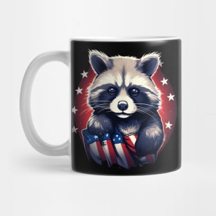 raccoon proudly American flaG Mug